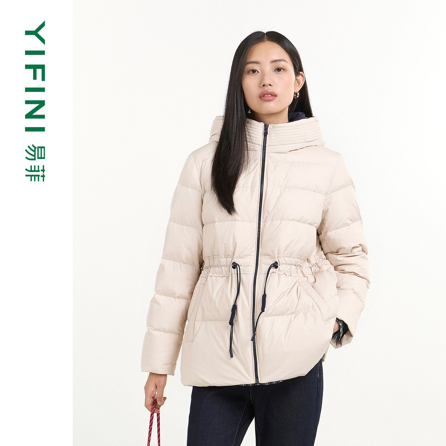 易菲白鹅绒保暖加厚宽松羽绒服