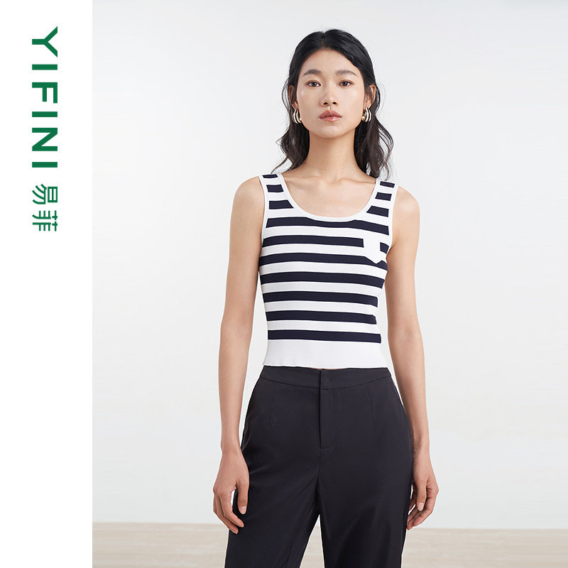 [专柜同款]Yifini/易菲合体短款针织背心条纹百搭休闲上衣打底衫,女装/女士精品,背心吊带,淘宝优惠券,粉丝福利购,淘宝优惠卷