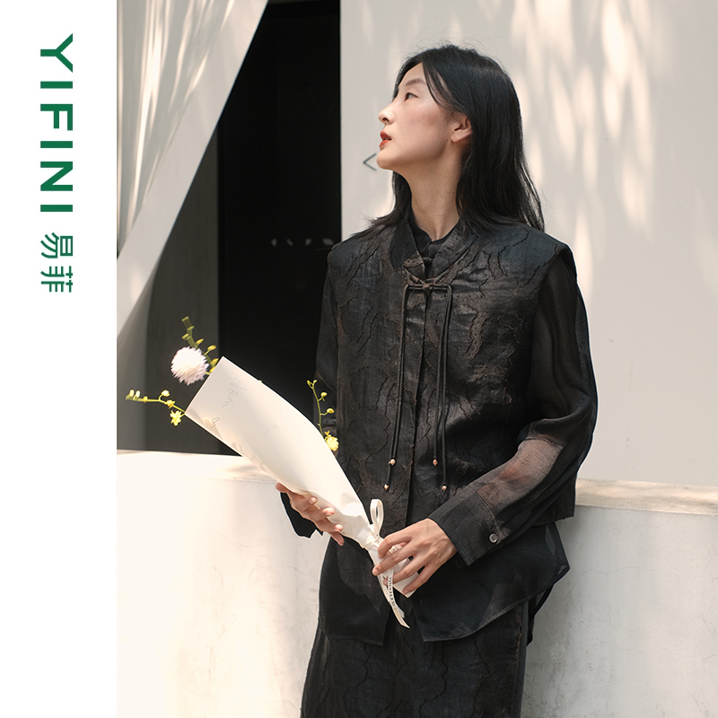 易菲莨绸系列新中式国风马夹