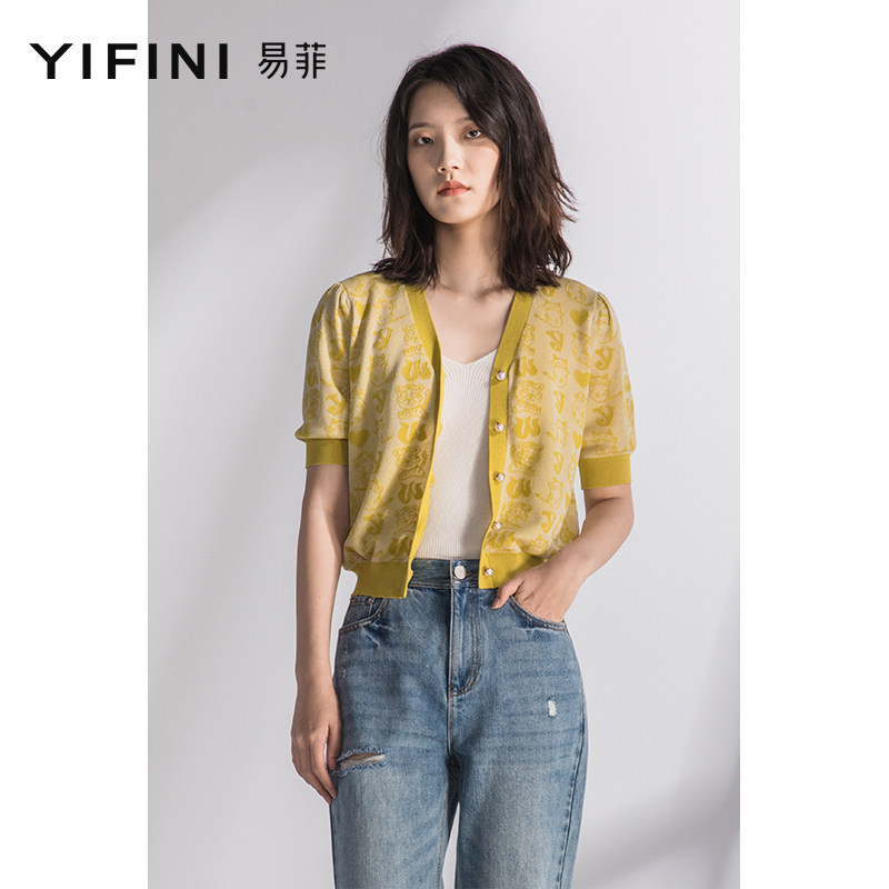 Yifini/易菲宽松针织开衫女