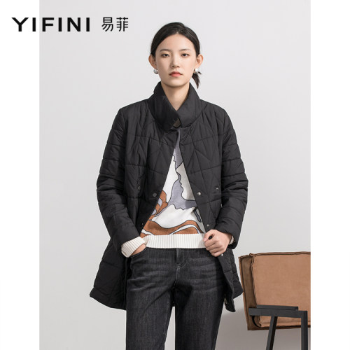 易菲中长款宽松轻薄棉服