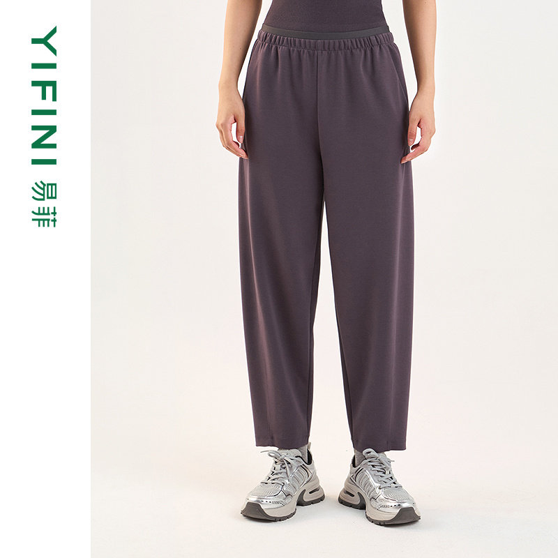 [专柜同款]Yifini/易菲松紧腰时尚百搭慢跑裤休闲小脚裤九分裤女