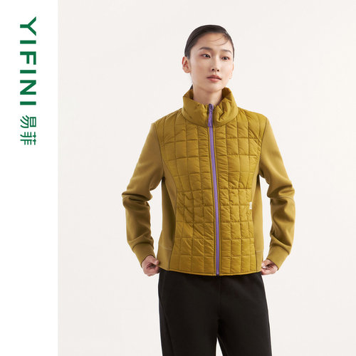 易菲时尚保暖针织拼接棉衣外套