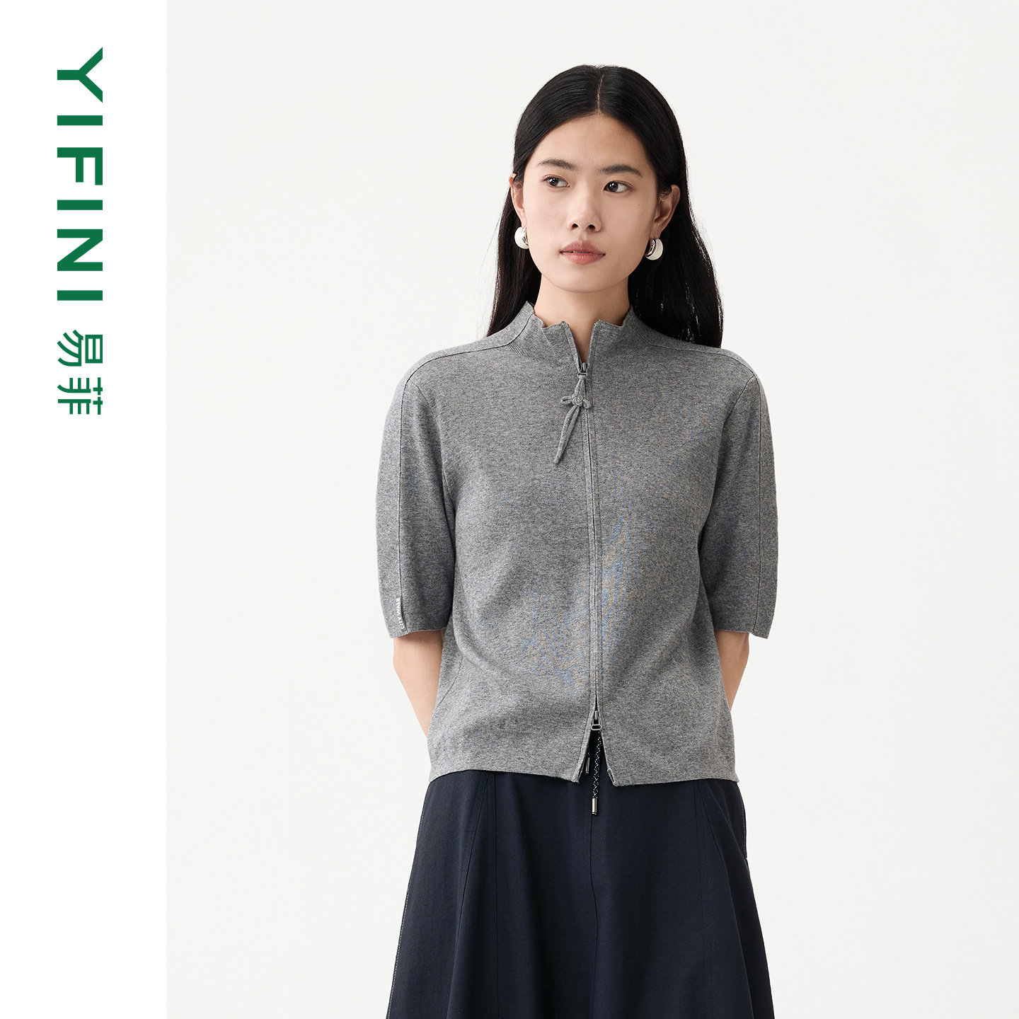 [专柜同款]Yifini/易菲国风如意结五分袖针织开衫外套女26春新款,女装/女士精品,毛针织衫,淘宝优惠券,粉丝福利购,淘宝优惠卷