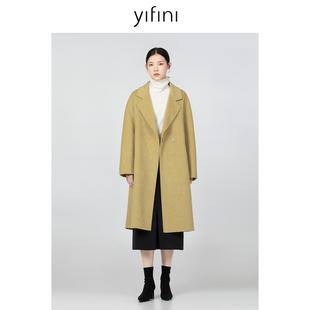 双面呢大衣女秋冬新款 宽松长款 气质呢子外套 易菲长款 Yifini