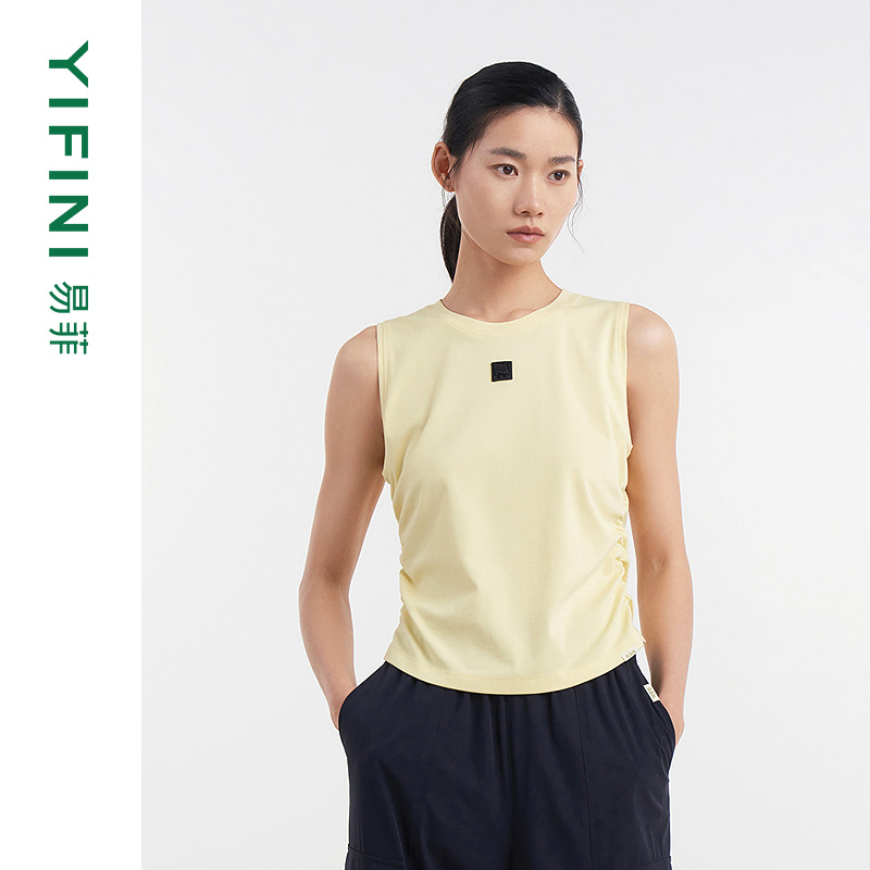 易菲简约时尚无袖T恤短款背心