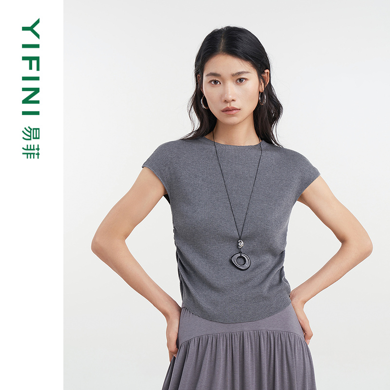 易菲醋酸盖袖无袖背心