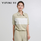 针织上衣女夏装 新款 易菲宽松收腰短款 时尚 专柜同款 Yifini