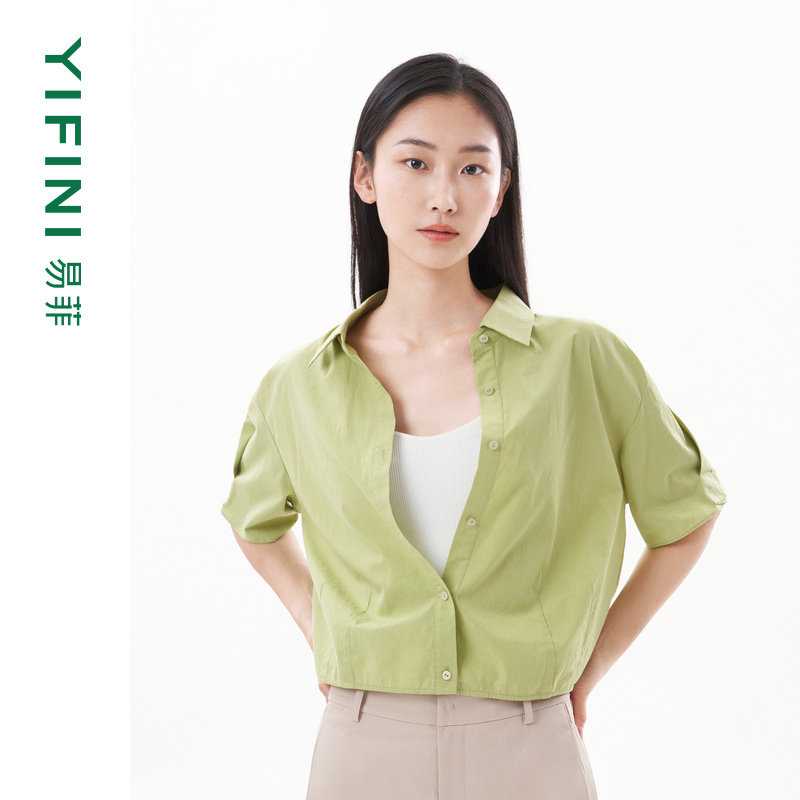 易菲宽松短款时尚百搭衬衫