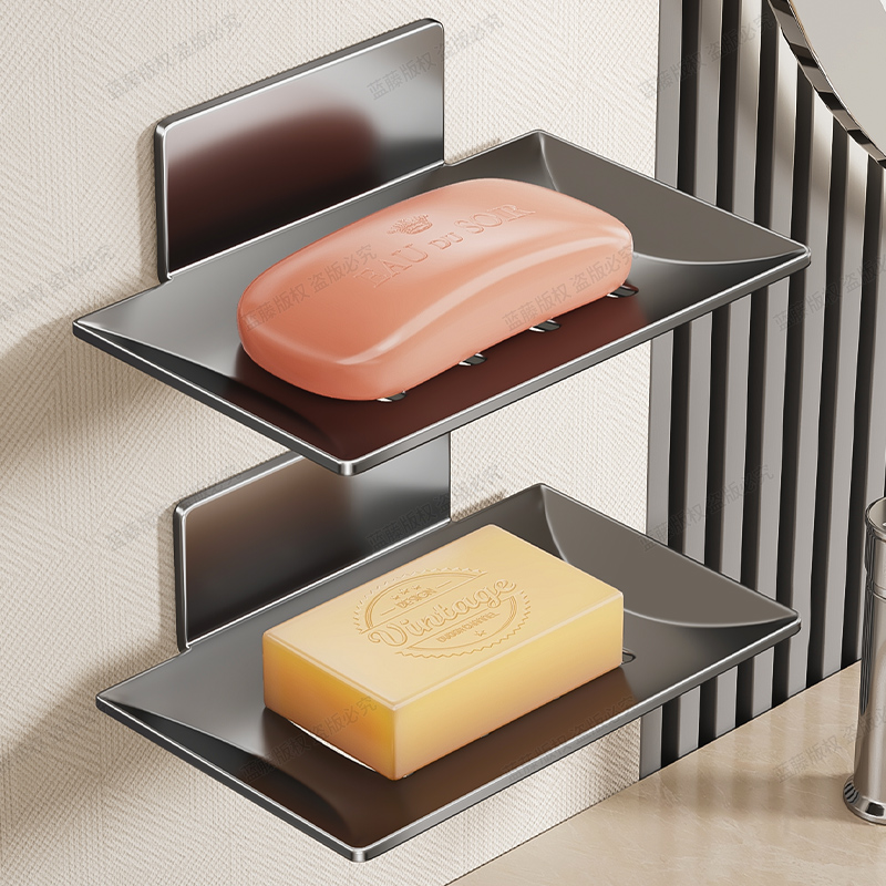 肥皂盒免打孔壁挂式沥水收纳