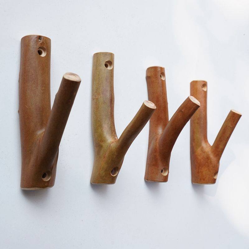 北欧复古创意实木树杈挂钩免打孔实木粘钩田园装饰壁挂树枝挂衣钩,家居饰品,装饰挂钩,淘宝优惠券,粉丝福利购,淘宝优惠卷