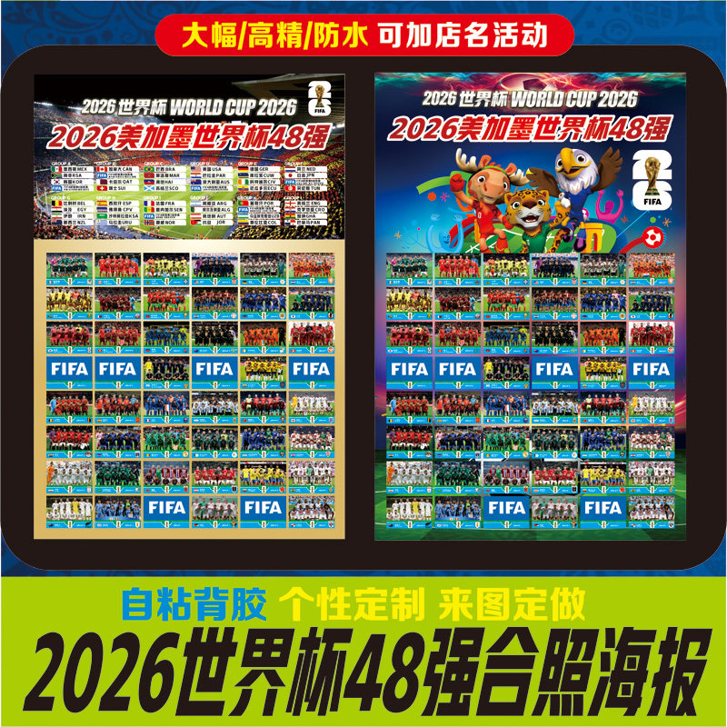 2026美加墨世界杯48强赛前合影海报墙贴足球明星全家福球星画挂图