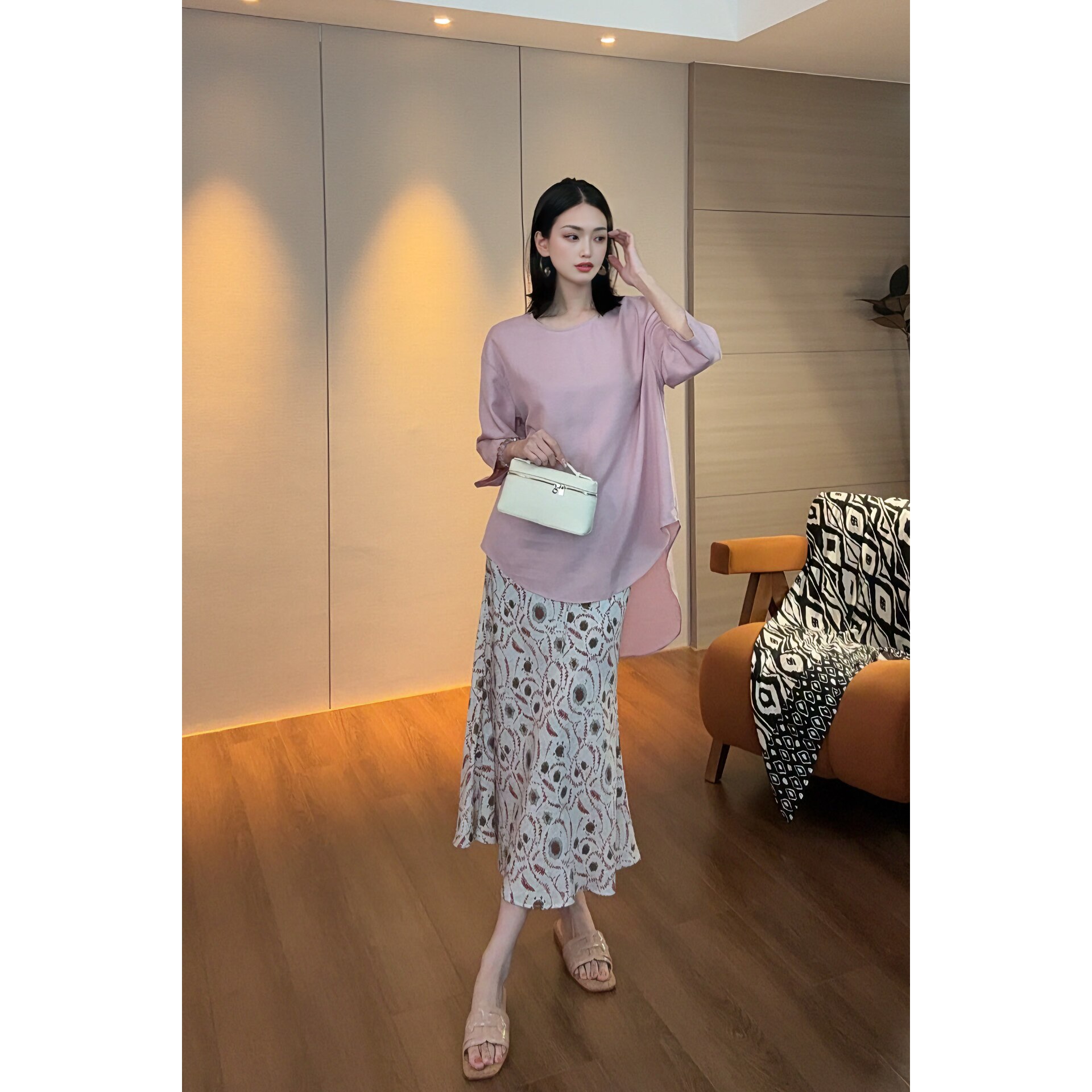 紫紫纹理之美斑斓弗朗斜裁