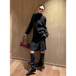 AME 臀线蛋糕裙 递进美学高延展糯叽叽层次半身裙黑色小众花瓣裙