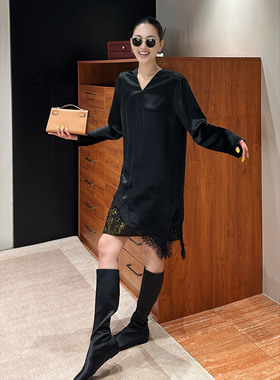 AME 雕塑上衣 四季风采镂空之美递进层次蕾丝上衣v领长袖单穿斜裁