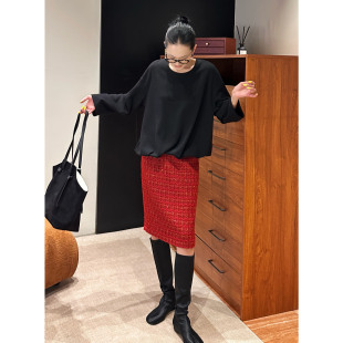 半身裙肌理感小众裙女 斑斓解构香妮红彩金纱西装 AME 手工坊半裙