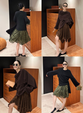 AME 懒调艺术衫 克制解构软流沙柔织上衣长袖设计感显瘦气质上衣