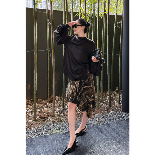 AME绿野渐进裙双层花型斜位