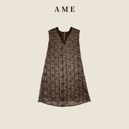 AME 茶烟裙   中式美学失序美学江南提花吊带连衣裙ZE02LZYL1123