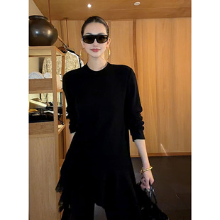 紫紫 进口德绒绵羊毛花边美学蕾丝裙连衣裙裙子短裙女 流动美学裙