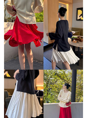 AME 烂漫碎片裙 四季合合松紧腰解构设计减龄半身裙显瘦廓形半裙