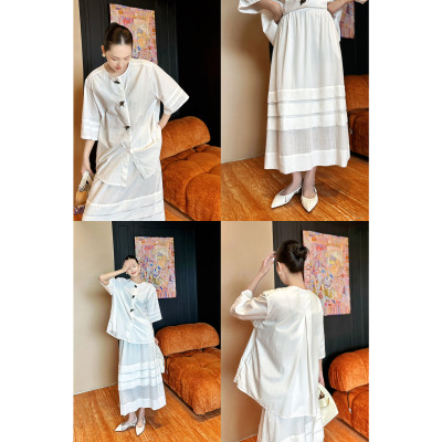 AME   晒布衬衫   中古系列轻量感夏天潮汐笼袖衬衫  ZE04SZHJ764
