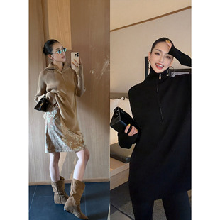 拉链毛衣长袖 秋冬高克重加厚经典 设计感上衣 ROW系套手毛衣 紫紫