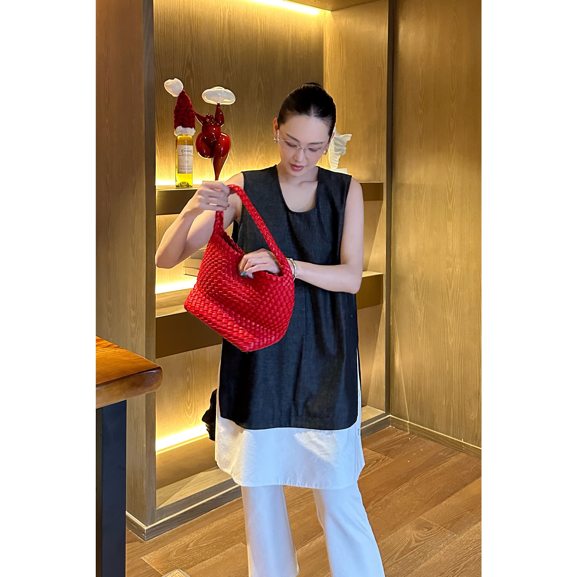 AME 菲拉背心裙 天丝降龄多元时髦冷经纬拼接背心裙圆领无袖裙子
