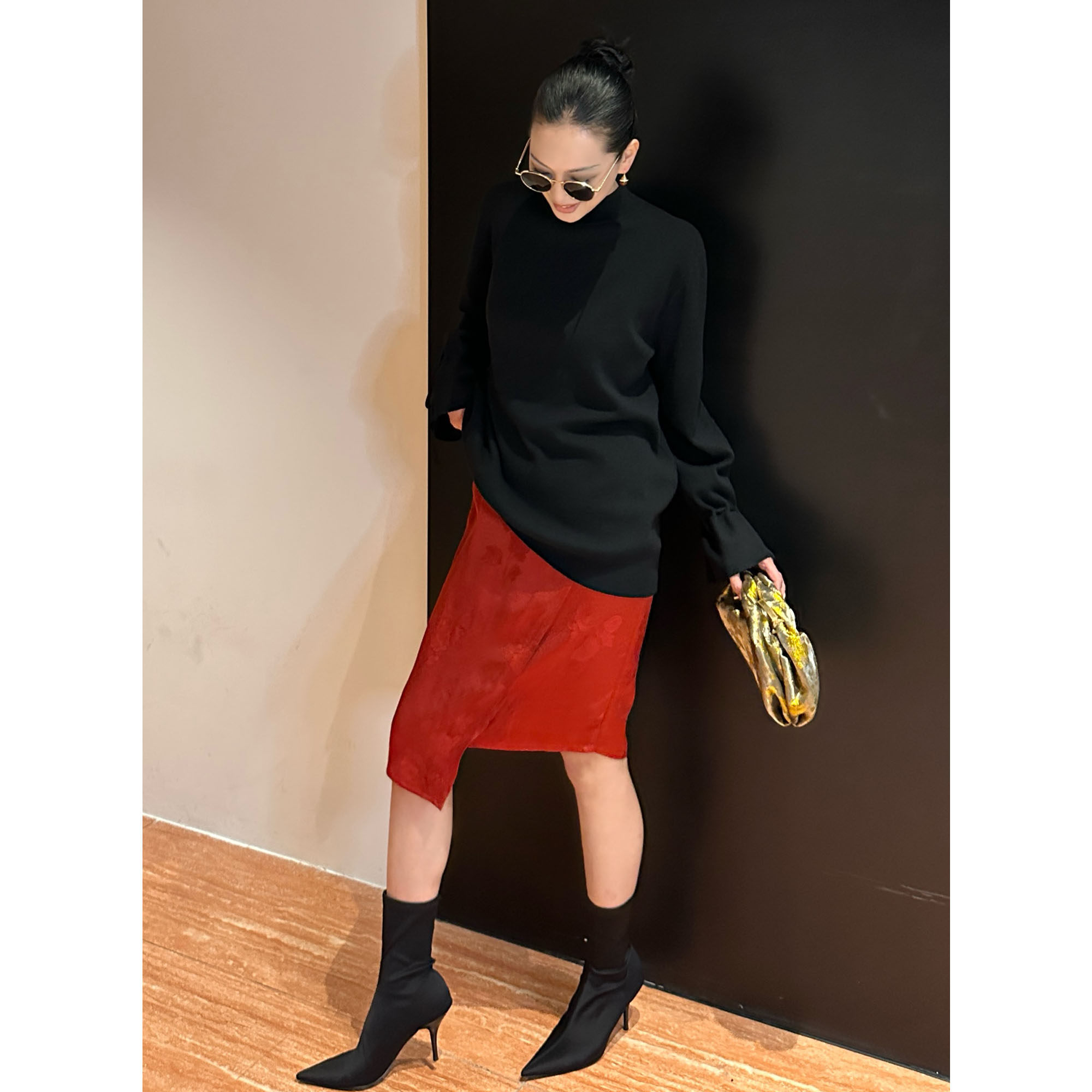 AME 绫罗缎花裙 景誉双色宋锦系列提花四季半裙红色不规则半身裙,女装/女士精品,半身裙,淘宝优惠券,粉丝福利购,淘宝优惠卷