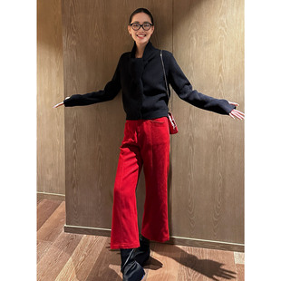 拼量感显瘦微喇直筒裤 AME 立裁切割加绒卫裤 街头时装 暖绒糯米裤