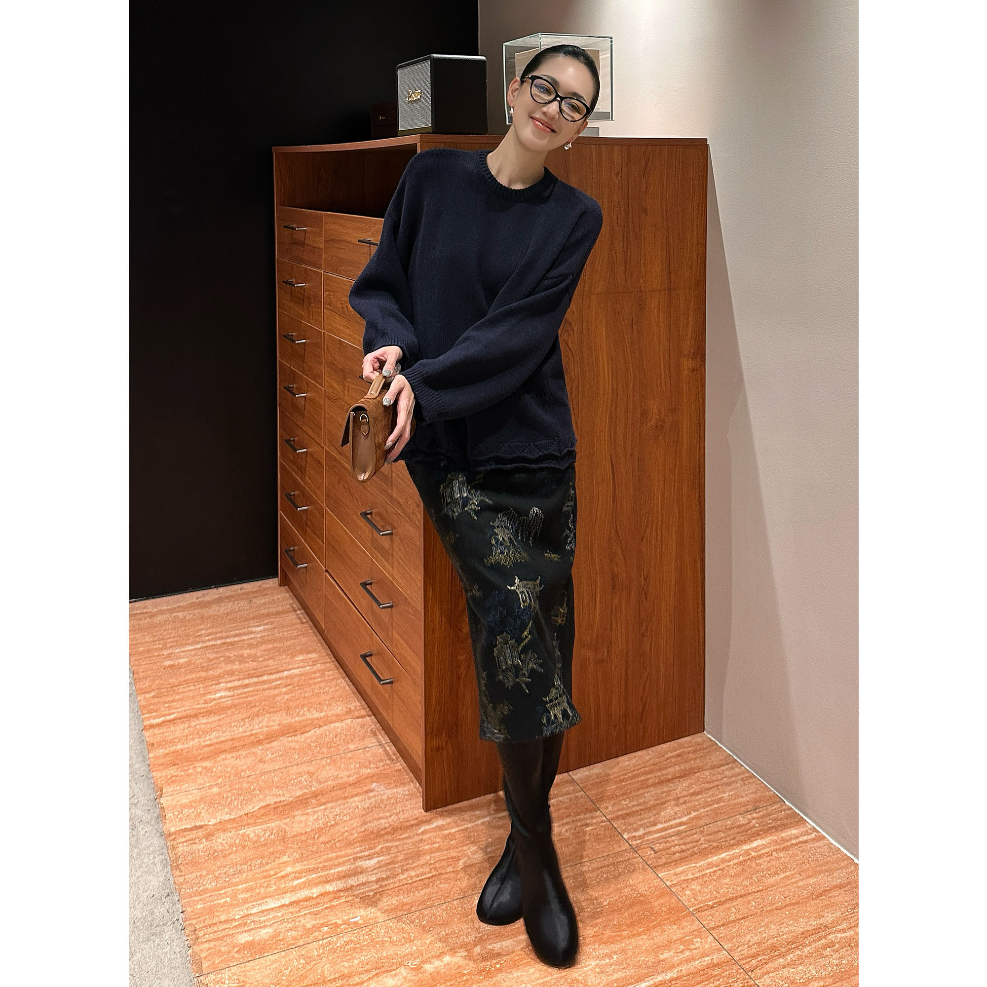 紫紫此去南山   工笔画图腾绒雾中古半裙ZD10BZYL834