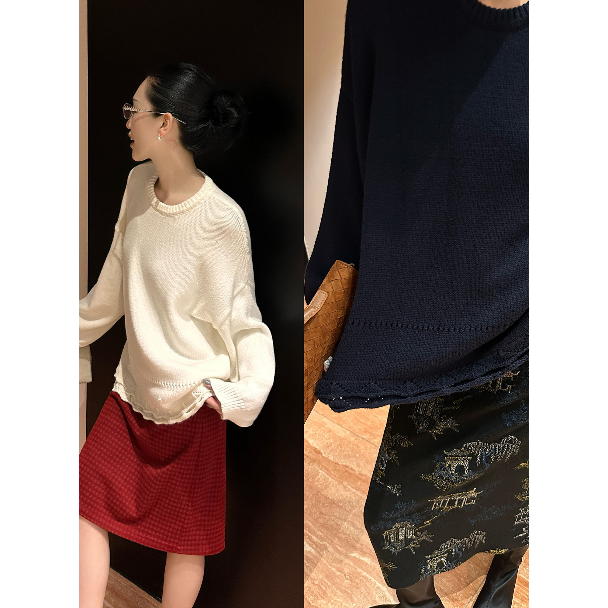 紫紫多元优雅毛衣文艺风