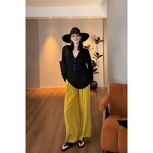 紫紫 余晖裤 舒展时髦精隼位精裁阔腿裤坯布休闲裤小众显瘦直筒裤