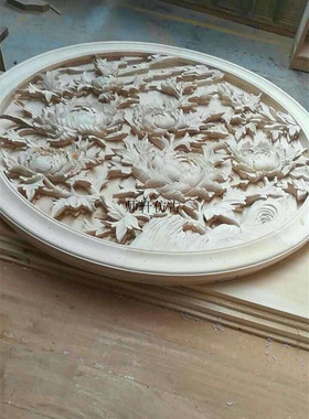 圆盘挂件背景墙仿古东阳木雕