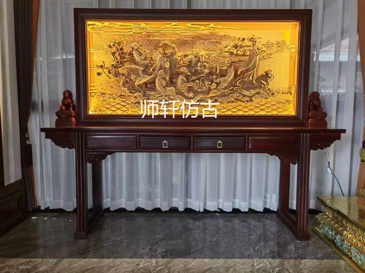 东阳木雕实木手工深雕花板红木八仙过海玄关隔断屏风中式装修定制