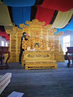 东阳木雕皇宫椅黄金龙椅酒店古建装饰屏风帝皇宝座皇宫椅现货定制