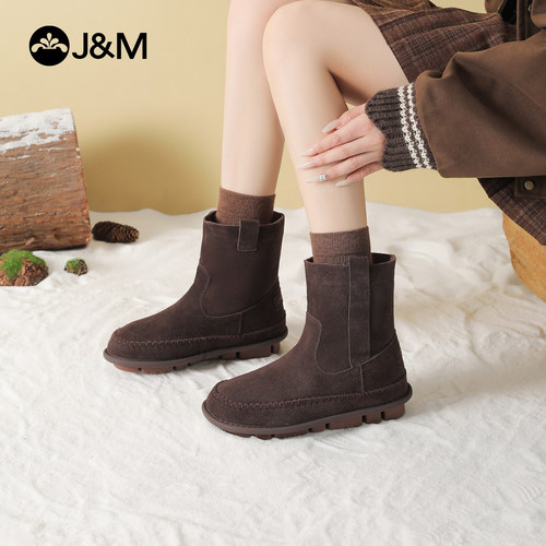 快乐玛丽雪地靴2025加绒保暖棉鞋