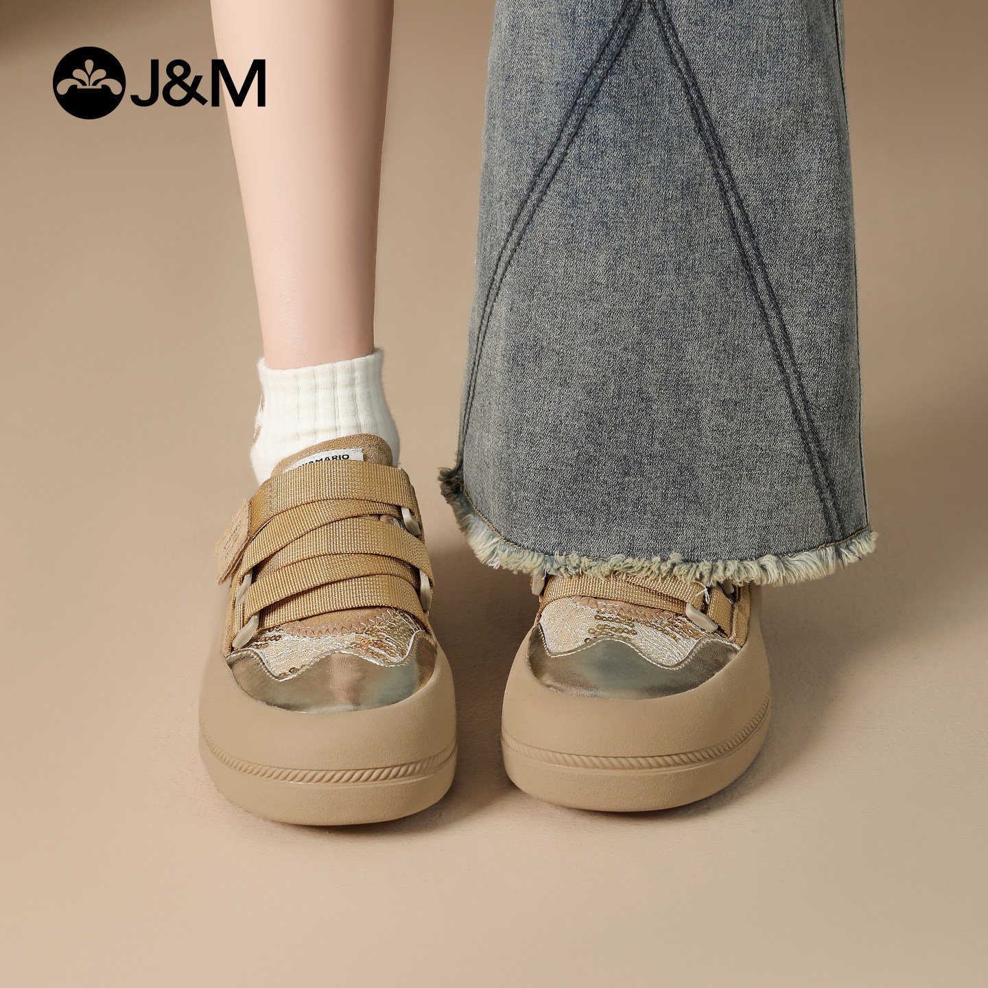 快乐玛丽板鞋女2026春季新款厚底魔术贴乐福鞋平底百搭休闲单鞋女,女鞋,休闲板鞋,淘宝优惠券,粉丝福利购,淘宝优惠卷