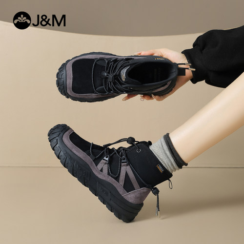 快乐玛丽加绒马丁靴女