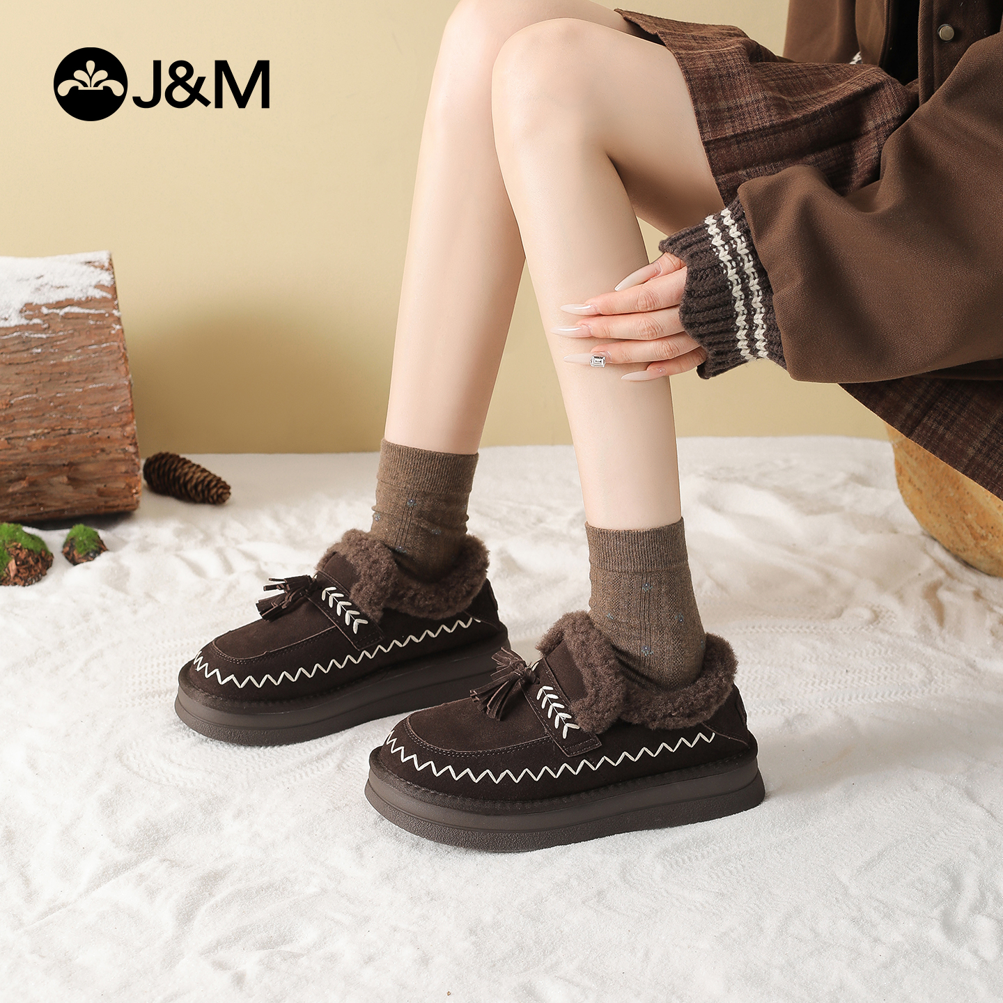 快乐玛丽新款毛毛雪地靴女