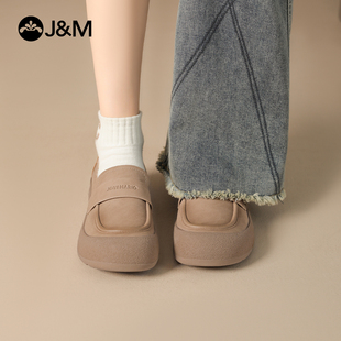 厚底舒适一脚蹬通勤不累脚休闲鞋 新款 女2025春季 快乐玛丽牛津鞋