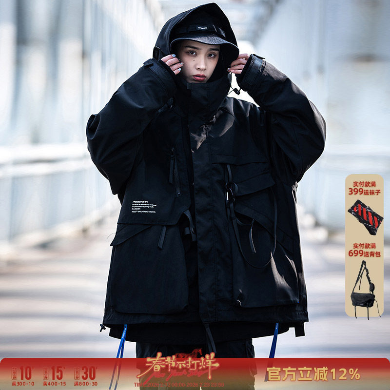 AOGZ工装外套男款2025新款夹克秋冬女生巨好看加厚三合一冲锋衣服