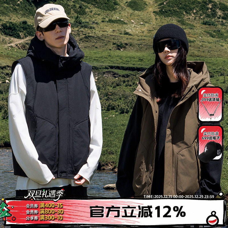 AOGZ羽绒马甲男女同款机能风户外百搭2025新款羽绒服保暖背心坎肩