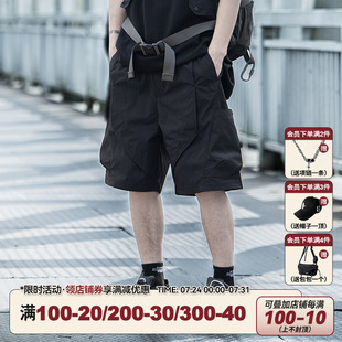 男女運(yùn)動(dòng)寬松百搭休閑抽繩工裝 AOGZ美式 夏季 五分褲 機(jī)能沖鋒短褲 子