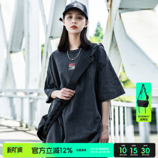 上衣 街头小众宽松半袖 小彬国潮复古做旧印花情侣短袖 T恤男女夏季