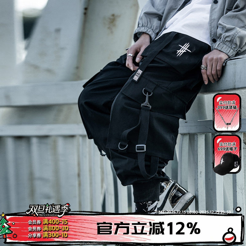 宽松嘻哈AOGZ国潮高街ins工装裤