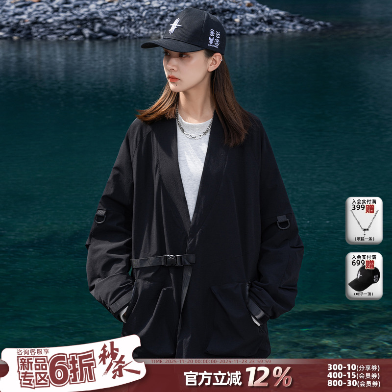 AOGZ国潮牌新中式道袍和服男女春秋季2025新款暗黑机能风工装外套