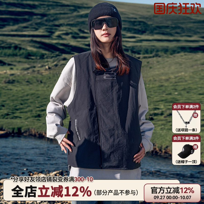 AOGZ工装羽绒服马甲男女轻薄秋冬新款情侣白鸭绒坎肩外穿背心外套