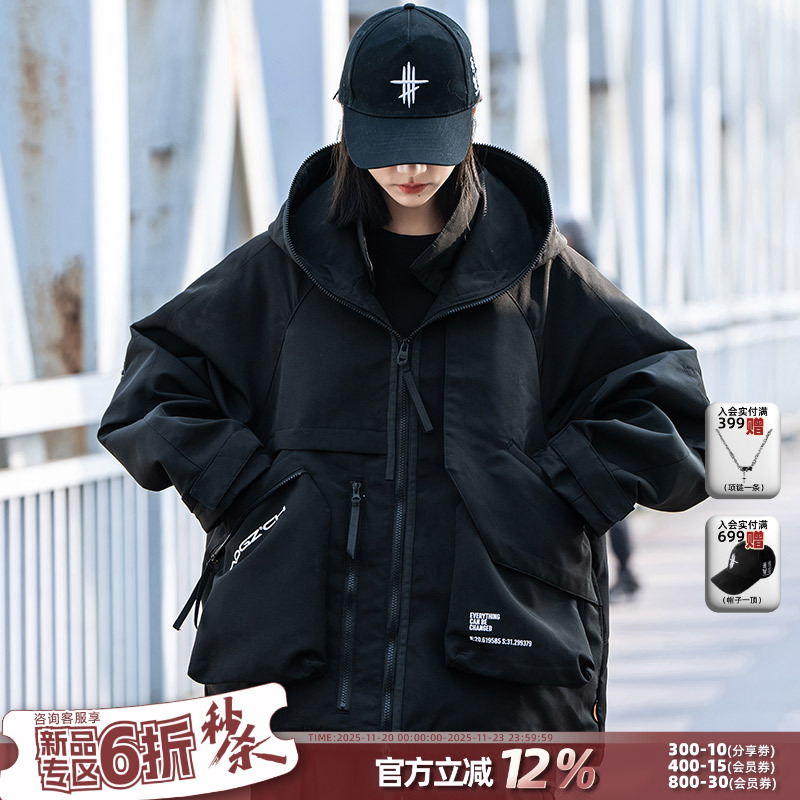 AOGZ春季宽松连帽工装冲锋衣夹克