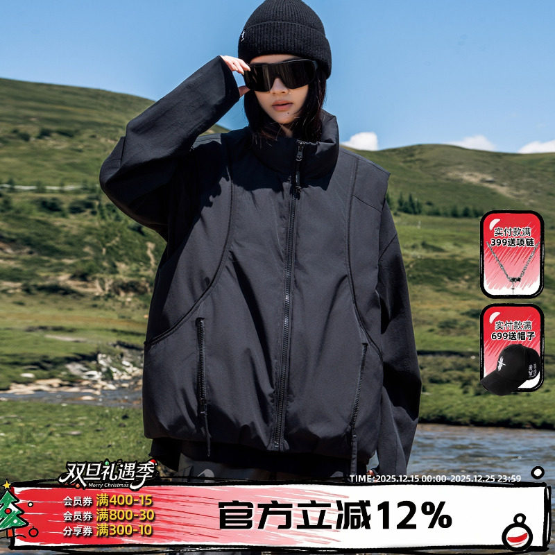 AOGZ羽绒马甲2025新款男女冬季无袖坎肩户外潮牌美式情侣立领外套